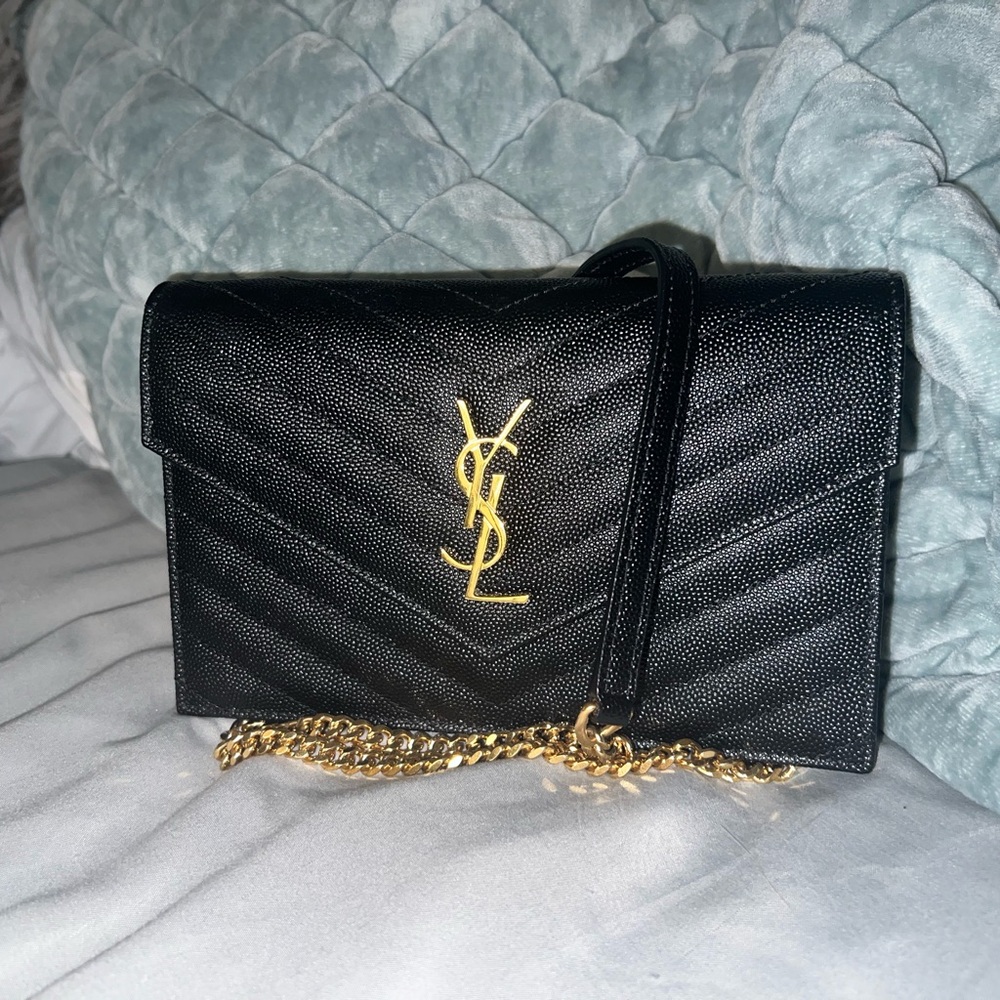 Saint Laurent - CASSANDRE ENVELOPE CHAIN WALLET IN LAMBSKIN